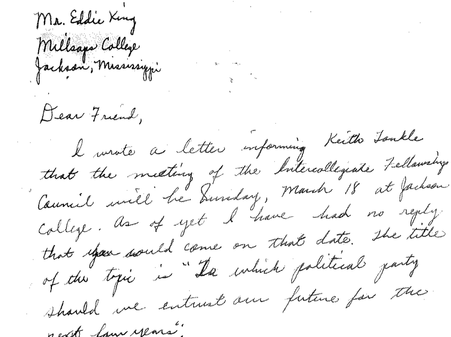 Letter from Charles Holmes to Ed King (03/09/1956)